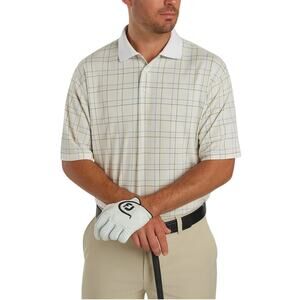 FootJoy White Plaid Golf Polo Shirt Preppy Men's Polo Short Sleeve Large